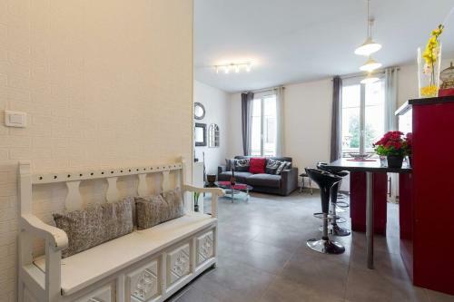 Stylish White And Red Apartments