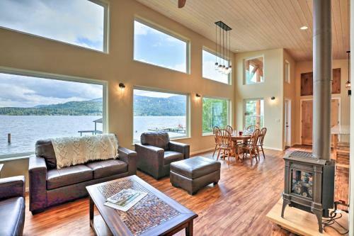 Lake Whatcom House Boat Dock And Mountain View