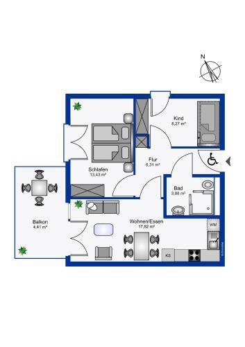 Apartamento Wohnen Am S�dstrand - Ferienwohnung 1 5