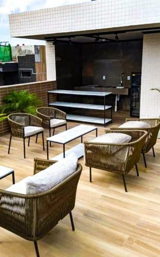 Apartamento Flat Azul Milore Em Cabo Branco