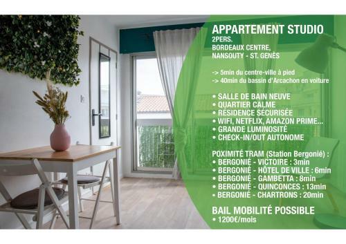 Apartamento Nouveau ! Studio Bordeaux (Nansouty), 2 Pers.