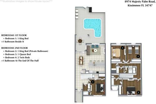 4 Bedrooms - 3 Bathrooms - Paradise Palms 8974 Mp